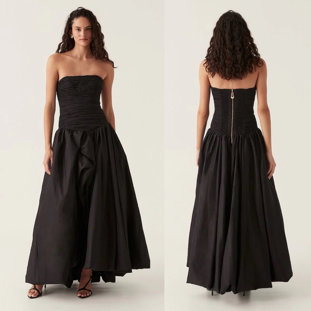 Aje Violette Strapless Bubble Hem Maxi Dress Black NEW with tag - Picture 10 of 12